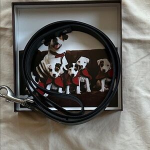 Coach Black Leather Dog Leash with Silver Hardware